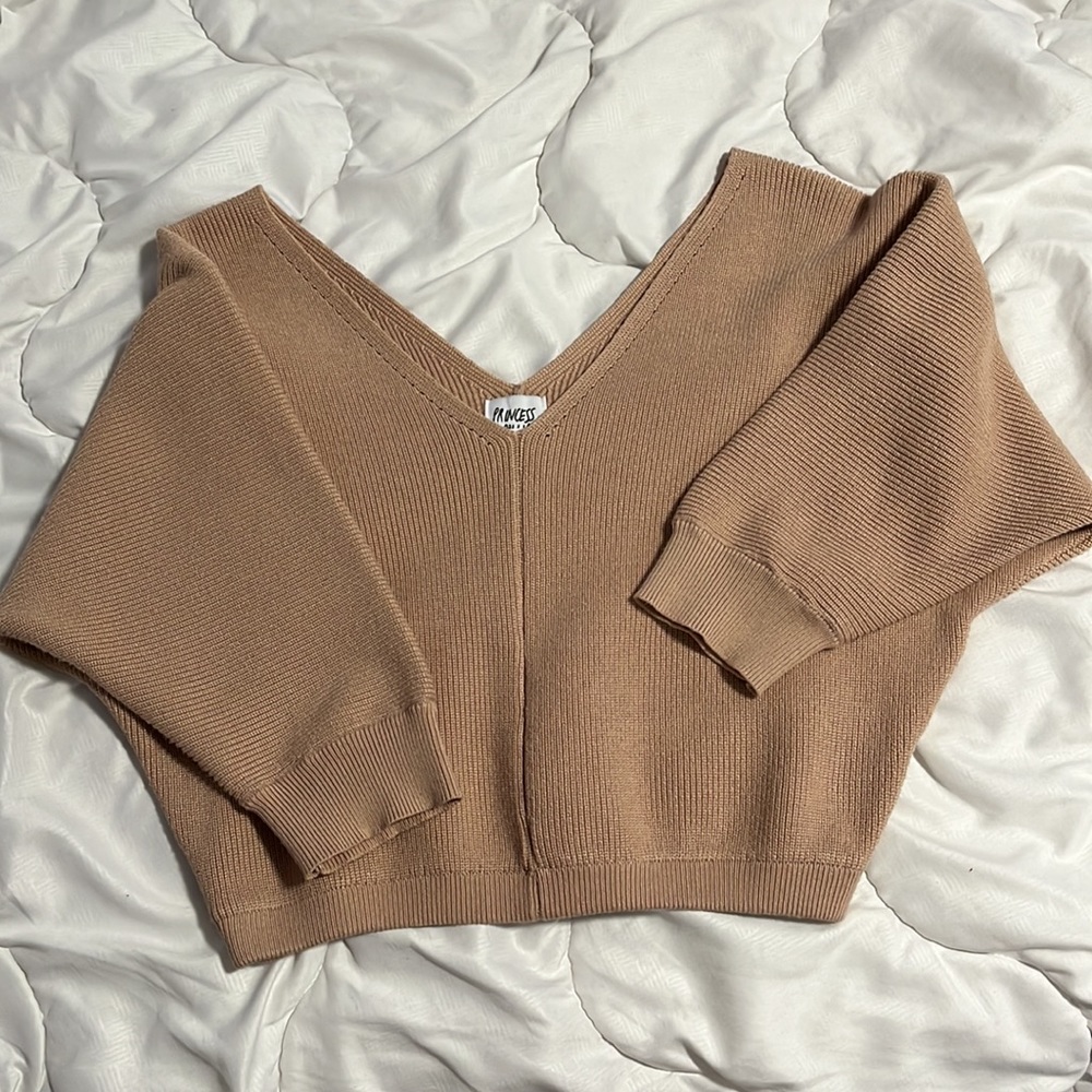 PRINCESS POLLY OFF THE SHOULDER CROP SWEATER